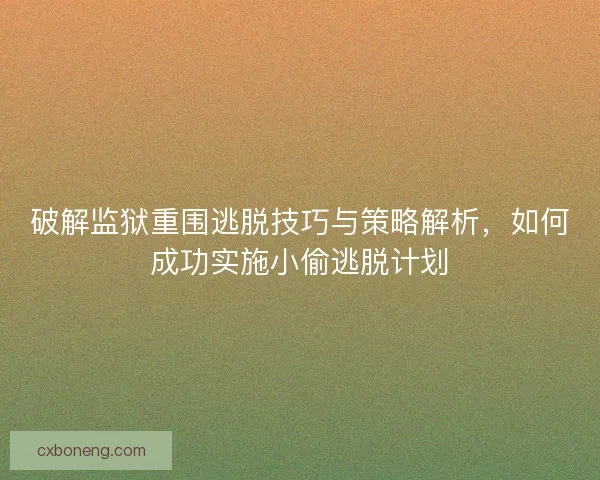 破解监狱重围逃脱技巧与策略解析，如何成功实施小偷逃脱计划