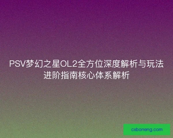 PSV梦幻之星OL2全方位深度解析与玩法进阶指南核心体系解析