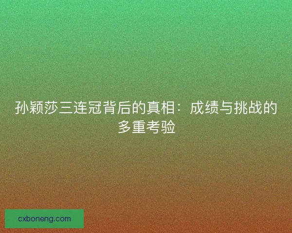 孙颖莎三连冠背后的真相：成绩与挑战的多重考验