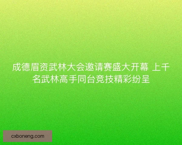 成德眉资武林大会邀请赛盛大开幕 上千名武林高手同台竞技精彩纷呈